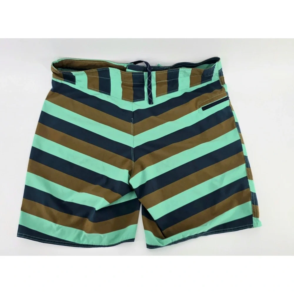 Patagonia Board Shorts Size 34 Mens Striped Teal Brown Navy Gorpcore Summer